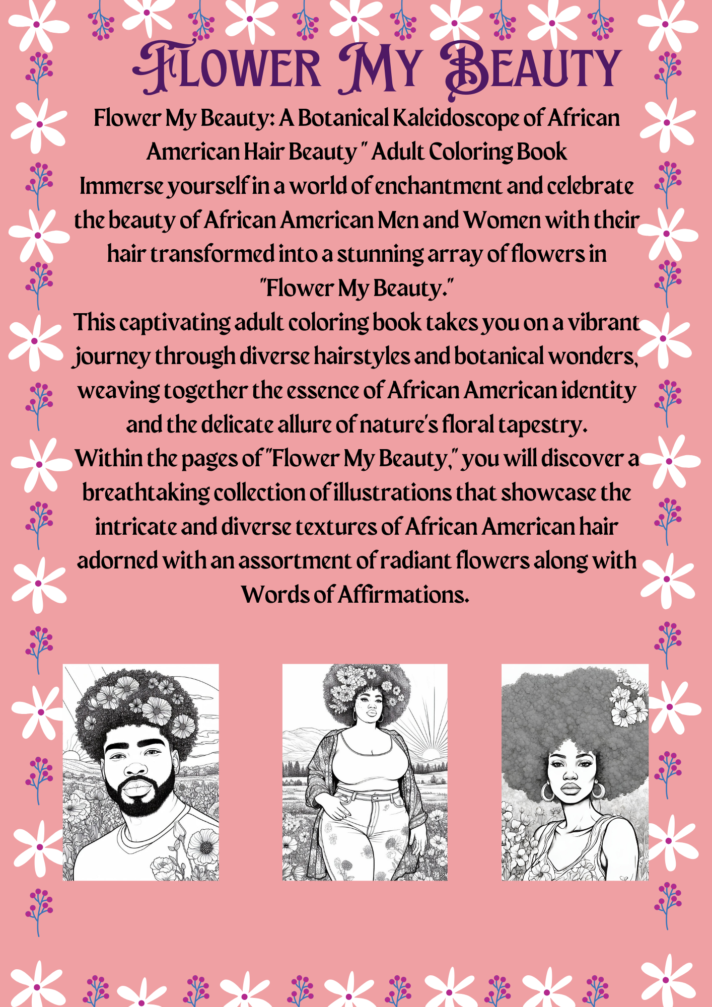 Flower My Beauty Adult Coloring Book