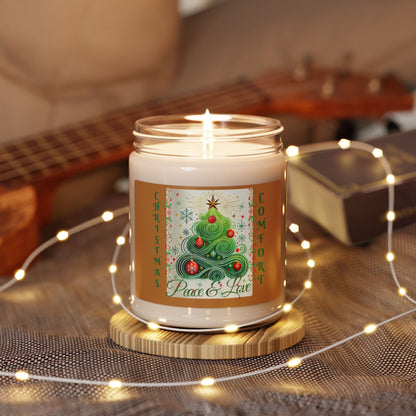 Christmas Comfort Scented Soy Candle - Peace & Love - Holiday Aromatherapy Decor