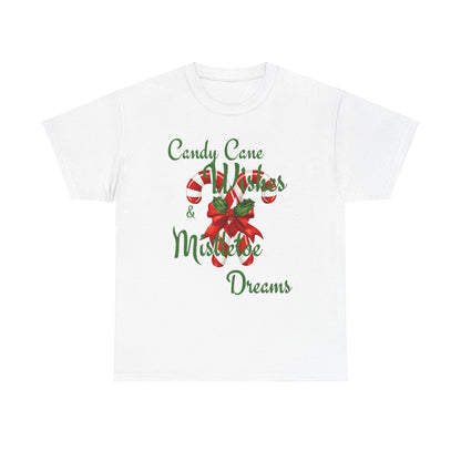 Candy Cane Wishes Unisex Heavy Cotton Tee - Festive Holiday Shirt