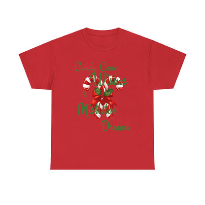Candy Cane Wishes Unisex Heavy Cotton Tee - Festive Holiday Shirt