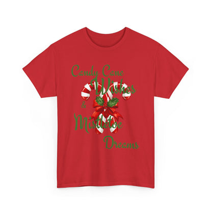Candy Cane Wishes Unisex Heavy Cotton Tee - Festive Holiday Shirt