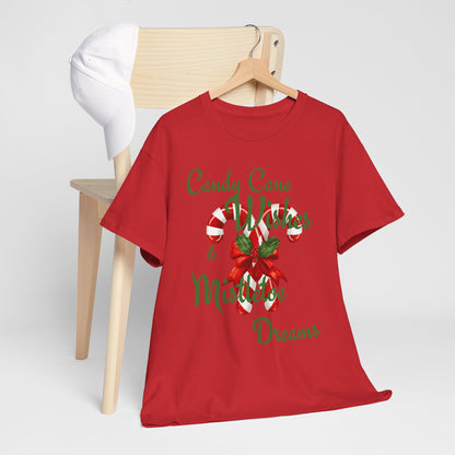 Candy Cane Wishes Unisex Heavy Cotton Tee - Festive Holiday Shirt