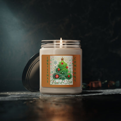 Christmas Comfort Scented Soy Candle - Peace & Love - Holiday Aromatherapy Decor