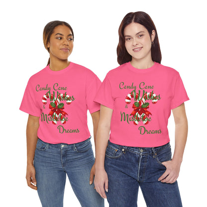 Candy Cane Wishes Unisex Heavy Cotton Tee - Festive Holiday Shirt