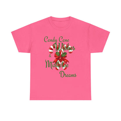 Candy Cane Wishes Unisex Heavy Cotton Tee - Festive Holiday Shirt