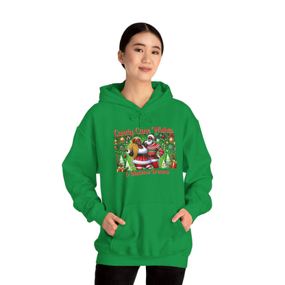 Candy Cane Wishes Hooded Sweatshirt - Cozy Holiday Apparel for Festive Cheer