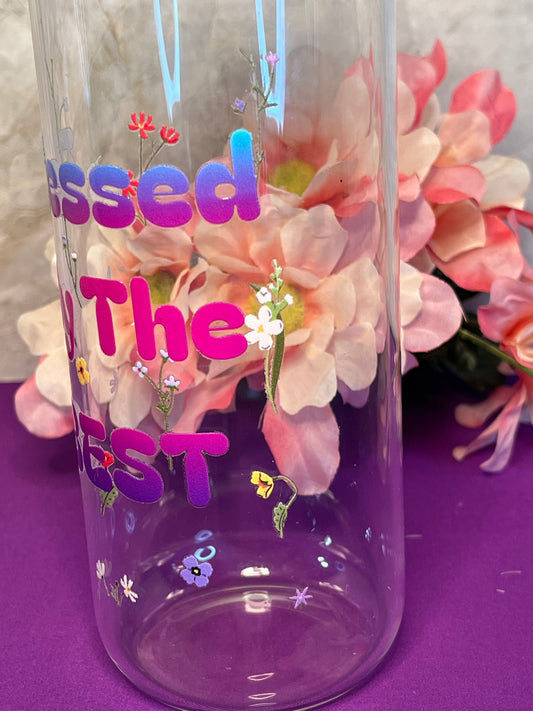 Blessed By The Best Floral Can Glass (16oz & 20oz)