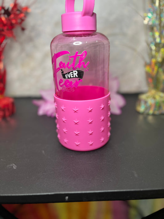 Faith Over Fear – Pink Bottle w/ Grip Sleeve
