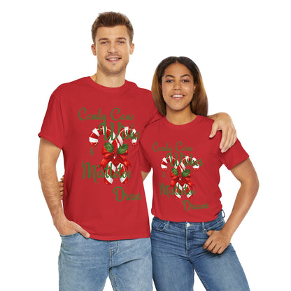 Candy Cane Wishes Unisex Heavy Cotton Tee - Festive Holiday Shirt
