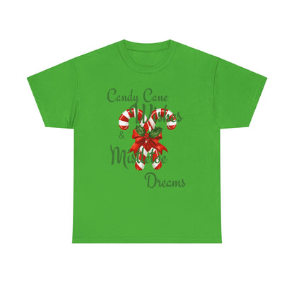 Candy Cane Wishes Unisex Heavy Cotton Tee - Festive Holiday Shirt