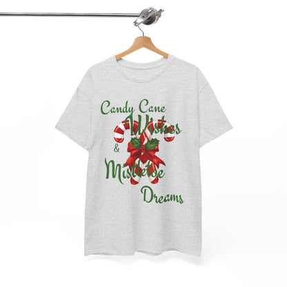 Candy Cane Wishes Unisex Heavy Cotton Tee - Festive Holiday Shirt