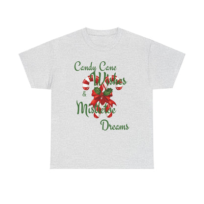 Candy Cane Wishes Unisex Heavy Cotton Tee - Festive Holiday Shirt